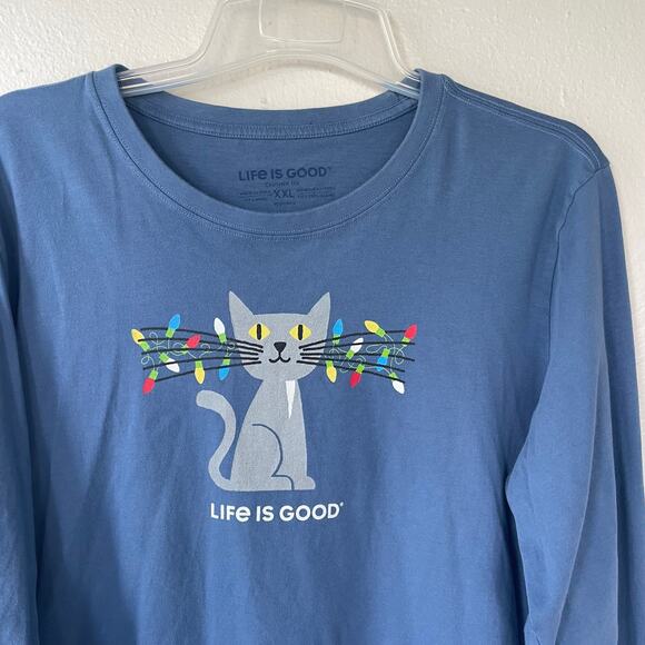 Life is Good Christmas cat Pullover size XXL - Picture 3 of 9